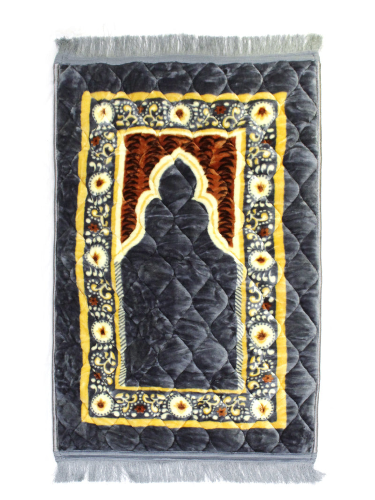 Gray Prayer Mat with Kneeling Cushion, Polyester + Velvet