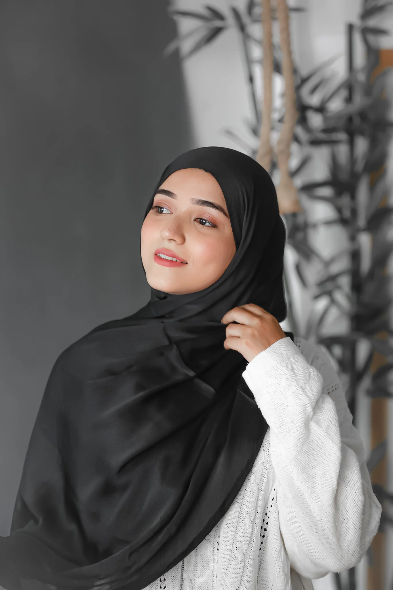 Silk Satin Hijab – Midnight Black