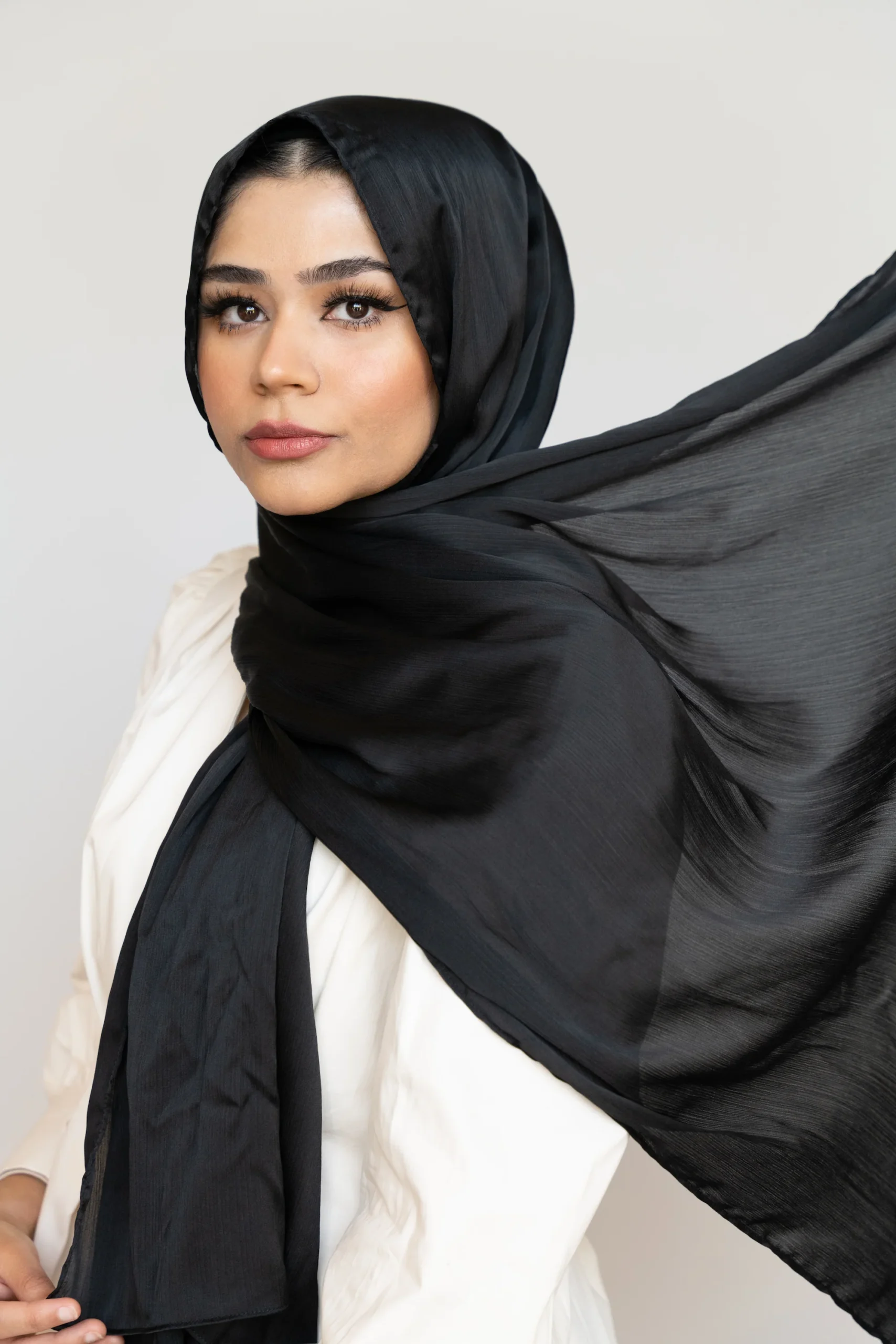 Silk Satin Hijab – Midnight Black