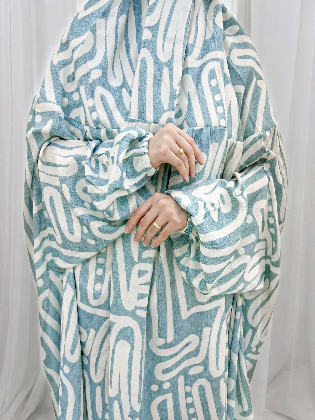 Blue with White Design