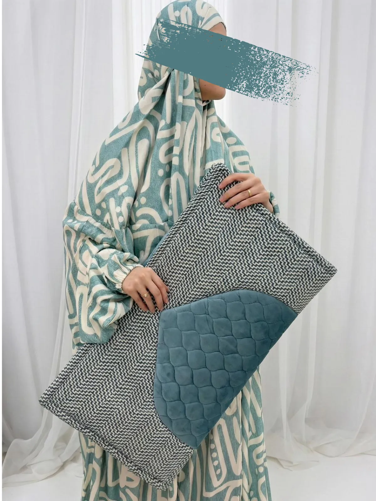 Blue with White Design